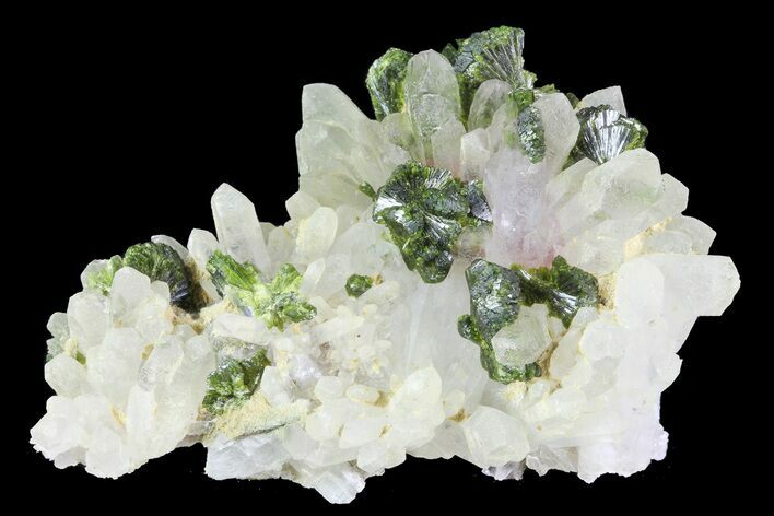 Lustrous, Epidote Crystal Cluster with Quartz - Morocco #84331